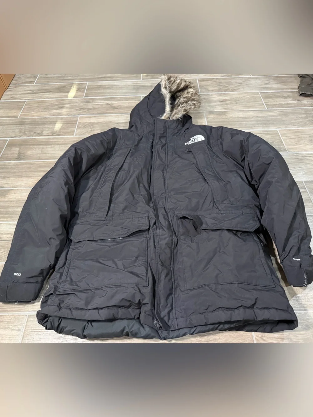 The North Face McMurdo Parka Coat Mens XL Black Down 600 DryVent Hooded Dryvent